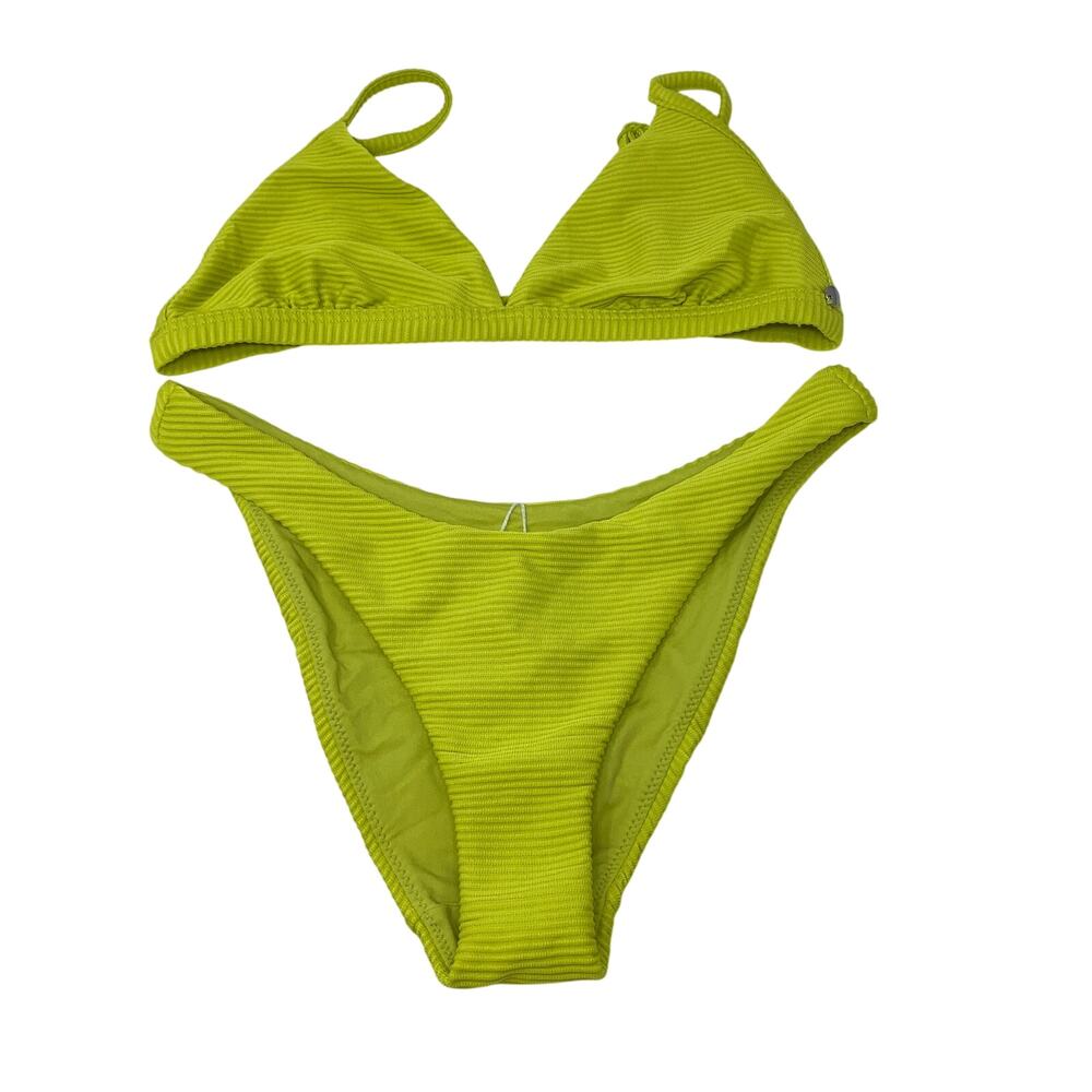 Seafolly Bikini Set Womens US 6 Lime Green Ribbed Triangle High Cut NWOT